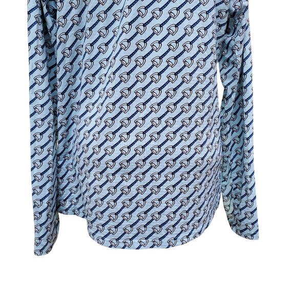 SanSoleil Blue Printed Top Long Sleeve 1/4 Zip Mock Neck UV 50 + Cooling Sz L - Picture 8 of 9